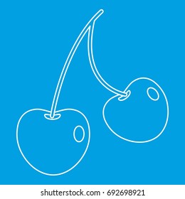 Cherry icon blue outline style isolated vector illustration. Thin line sign