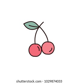 Cherry icon in cartoon style. Vector illustration with Cherry isolated on white background. cartoon fruit object for web