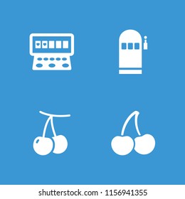 Cherry icon. collection of 4 cherry filled icons such as slot machine. editable cherry icons for web and mobile.