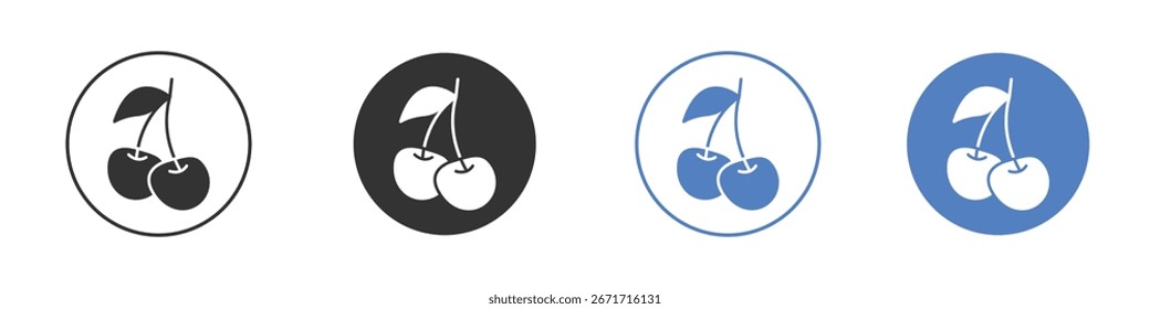 Colección de icono de cereza para App en colores negro y azul