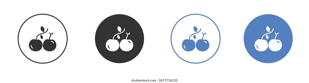 Cherry icon collection for app in black and blue colors