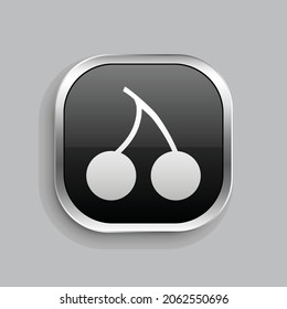 cherry icon design. Glossy Button style rounded rectangle isolated on gray background.. Vector illustration
