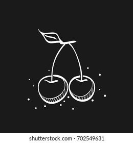 Cherry icon in doodle sketch lines. Food fruit healthy lifestyle diet sweet cake bread bakery topping decoration