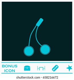 Cherry icon flat. Blue pictogram on dark background. Vector illustration symbol and bonus icons