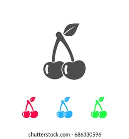 Cherry icon flat. Color pictogram on white background. Vector illustration symbol and bonus icons