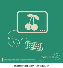 Cherry Icon and flat design elements. Line icons for application development, web page coding and programming, web design, creative process, social media, seo.