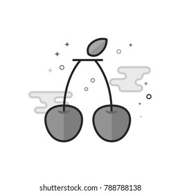 Cherry icon in flat outlined grayscale style. Vector illustration.