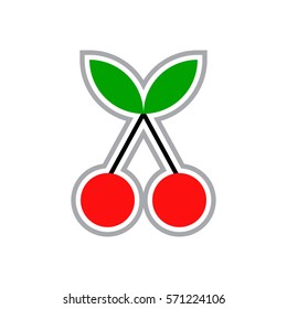 Cherry icon in flat style isolated on the white background. Vector.