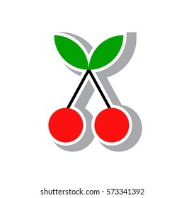 Cherry icon in flat style isolated on the white background. Vector.
