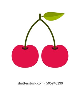 Cherry icon in flat style isolated on white background vector illustration