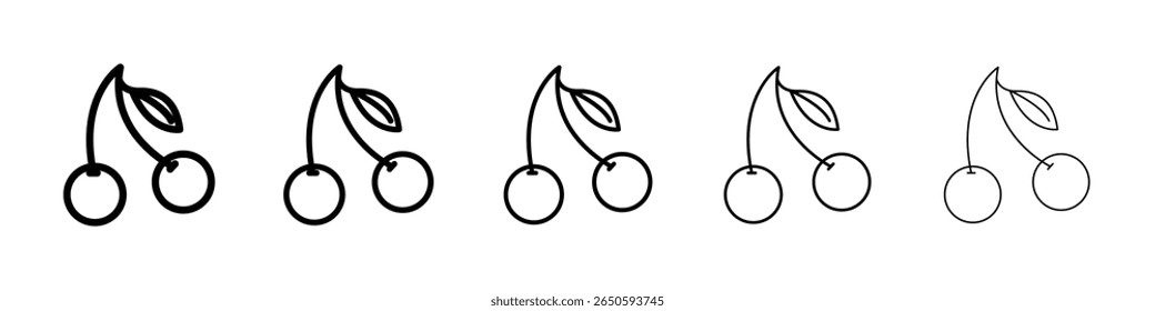 Cherry-Symbol-Grafikset. trendige Strichlinienart