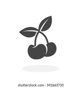 Cherry icon illustration isolated on white background sign symbol. Cherry vector logo. Flat design style. Modern vector pictogram for web graphics - stock vector