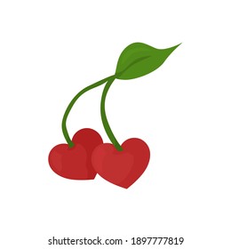 Cherry icon. Illustration of cherry in a shape of heart. Vector.