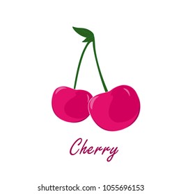 Cherry icon isolated on white background. Trendy cherry icon in flat style. Template for app, ui and logo, vector illustration, eps 10
