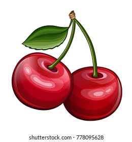 Cherry icon isolated on white background. Vector illustration