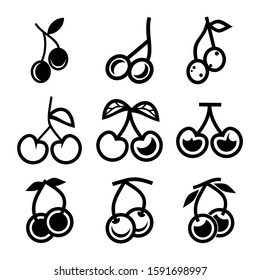 cherry icon isolated sign symbol vector illustration - Collection of high quality black style vector icons
