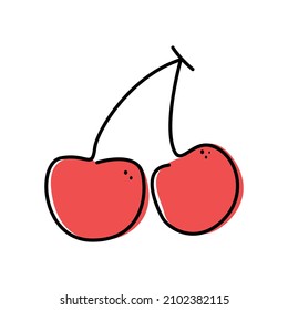 Cherry icon isolated in white background. vector logo.