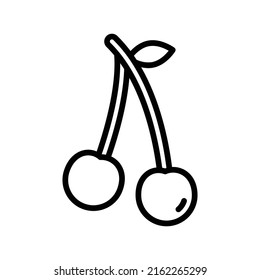 Cherry Icon. Line Art Style Design Isolated On White Background