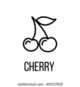 Cherry icon or logo in modern line style. High quality black outline pictogram for web site design and mobile apps. Vector illustration on a white background. 