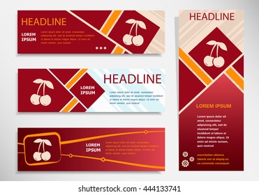 Cherry Icon on vector website headers, business success concept. Modern abstract flyer, banner.