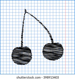 Cherry Icon with pen effect on paper