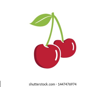 Cherry icon. Red cherry fruit illustration.  Fruit icons. 