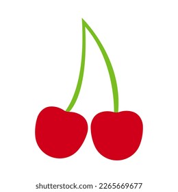 Icono de cerezo. Ilustración de frutos de cerezo rojo. Iconos de frutas.