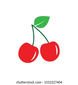 Cherry Icon. Red Cherry Sign Vector