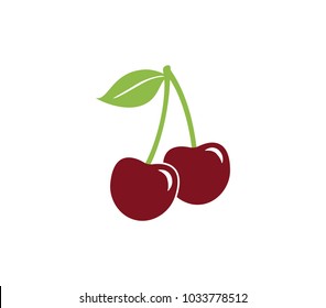 Cherry  icon.  Cherry red  vector illustration. Red cherry icon. 