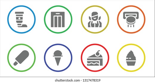 cherry icon set. 8 filled cherry icons.  Simple modern icons about  - Cream, Ice cream, Lift, Croupier, Cake, Slot machine, Cupcake
