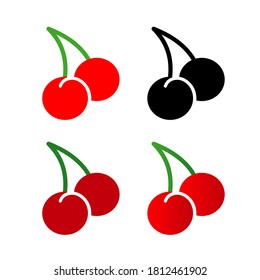Cherry icon set collection isolated on white background.