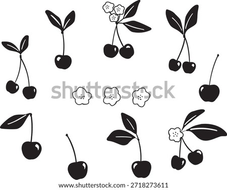 Cherry Icon Set | Cute Flat Fruit Illustration Collection