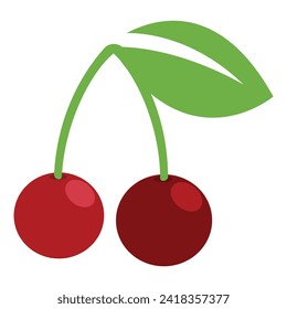 Icono de cerezo. Signo de cereza. Símbolo cereza vector pictograma diseño plano. 
