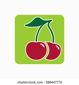 Cherry icon simple flat vector illustration. Fresh cherry sign.