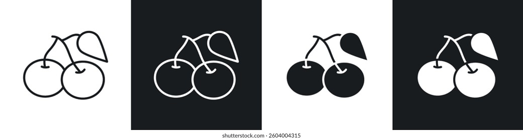 Cherry icon symbol collection on white background.