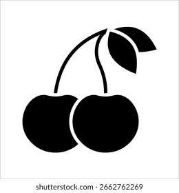 Cherry Icon. Symbol isolated white background. vector illustration. color editable.