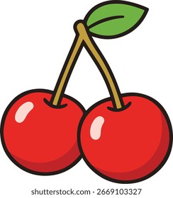 Cherry, Icon Symbol, Vector, Sticker, Cartoon