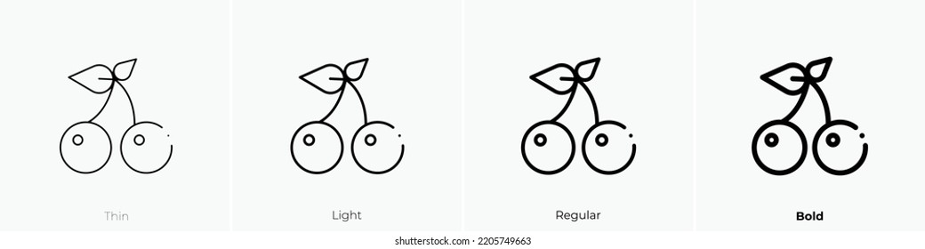 cherry icon. Thin, Light Regular And Bold style design isolated on white background