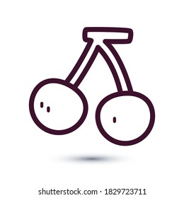 Cherry icon thin line for web and mobile, modern minimalist flat design. Eps 10 vector illustration.