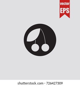 Cherry icon in trendy isolated on grey background.Vector illustration.