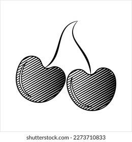 Icono de cerezo, ilustración de arte del vector de cerezo
