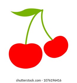 cherry icon, vector fruit illustration, sweet cherries, fresh healthy cherries