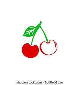 Cherry icon, vector fruit illustration, sweet cherries