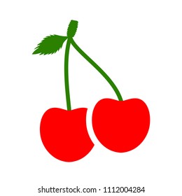 cherry icon, vector fruit illustration, fresh healthy sweet cherries