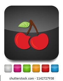 Cherry Icon, Vector Fruit Illustration, Sweet Cherries, Fresh Healthy Cherries