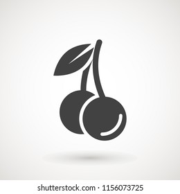 cherry icon, vector fruit illustration, fresh healthy sweet cherries pictogram isolated on white. logo illustration