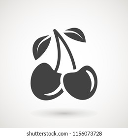 cherry icon, vector fruit illustration, fresh healthy sweet cherries pictogram isolated on white. logo illustration