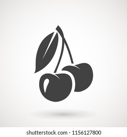 cherry icon, vector fruit illustration, fresh healthy sweet cherries pictogram isolated on white. logo illustration