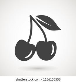 cherry icon, vector fruit illustration, fresh healthy sweet cherries pictogram isolated on white. logo illustration