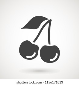cherry icon, vector fruit illustration, fresh healthy sweet cherries pictogram isolated on white. logo illustration
